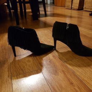 Women's Sam Edelman Fringed Ankle Booties  Black Sz. 8.5